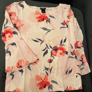 Ann Taylor Factory SMALL Fluted End Sleeves Large Artistic Cherry Blossom Print